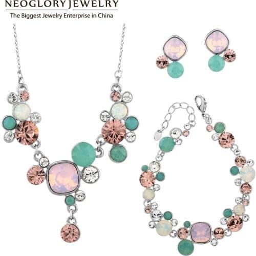 Neoglory Crystals Two Colors African Beads Wedding Jewelry Sets For Women 2020 JS1 Embellished with Crystals from Swarovski