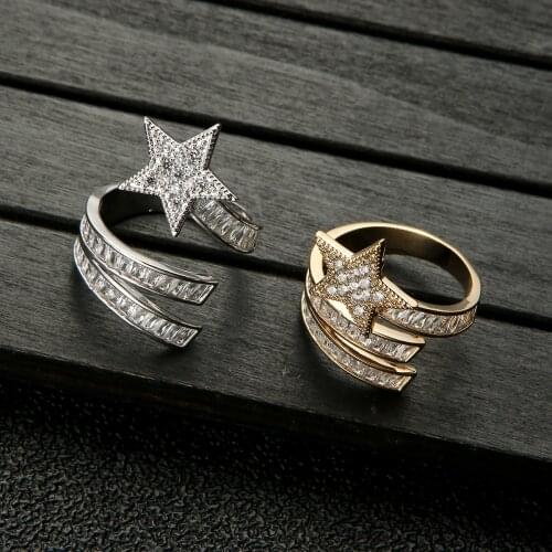 NEW Trendy Star Ring for Women Wedding Cubic Zircon Finger Rings Beads Charm Ring Bohemian Beach Jewelry Gift J1983