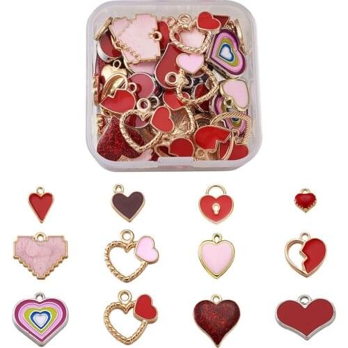 1 Box Alloy Enamel Pendants Mini Sweetheart Charms Pendants For DIY Fashion Bracelet Earrings Necklace Jewelry Accessories