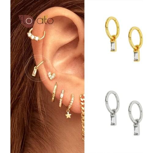 Fashion Luxury Crystal Pendants 925 Sterling Silver Ear Buckle Minimalist Style Hoop Earring Exquisite For Women Birthday Gifts