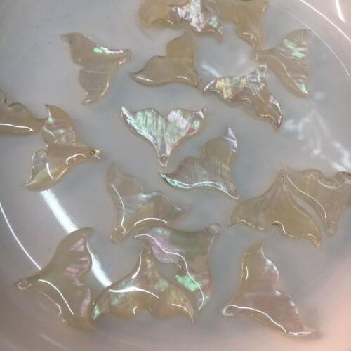 25x20MM 100% Natural Yellow Mirror Shell Fish Tail Earring Charms Necklace Pendants DIY Jewelry Making Accessories Findings