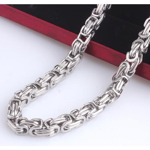 Width 8mm length 55cm silver color annular chains 316L Stainless steel Necklace for men women jewelry wholesale