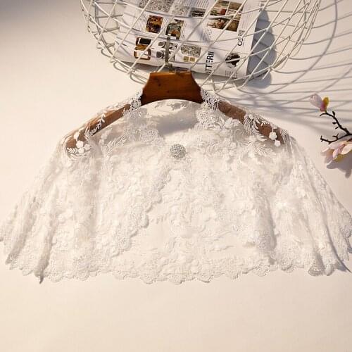 Sun protection clothing lace collar cloak neck short shawl thin coat jacket strapless vest summer dress lace fabric