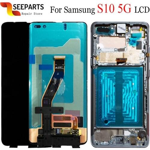 Super AMOLED For Samsung Galaxy S10 5G LCD Display + Touch Screen Digitizer Assembly For 6.7" Samsung S10 5G lcd G977N G977U