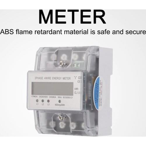 XTM024 5 (80) A 3x230/400V Three-Phase Four Wire Energy Meter Rail Electricity Power Accurate Clear Cover