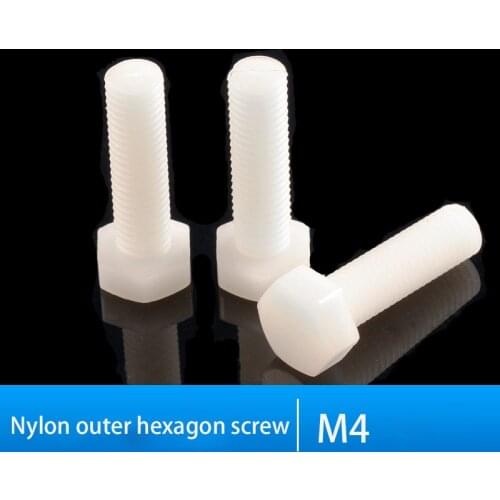 M4 outer hexagon nylon screw plastic insulation bolt hexagon screw plastic screw M4