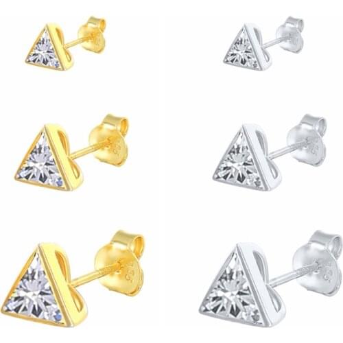 BOAKO Pendientes Plata 925 Earrings For Women 3Pcs/Set Triangle Stud Earrings Gold Jewelry Ear Piercing Fine Gift Серьги#3.12
