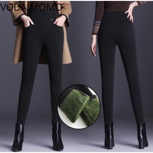 6xl Plus size Womens Winter Pencil Pants Warm Thick Plus Size Casual Elastic Female Pants high waist for Women pantalon mujer