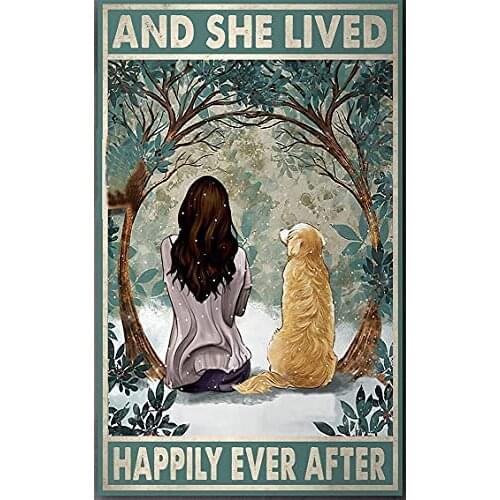 8 X 12 Inch Tin Sign She Used to Live Happily Girls Love Dogs Posters Wall Decorations Vintage Tin Sign Metal Sign Tin Sign