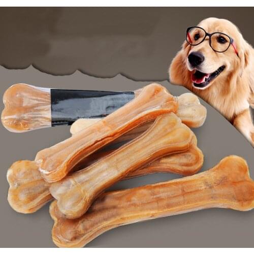 Durable Pet Dog Chew Toys Leather Cowhide Bone Molar Teeth Clean Stick Food Treats Dogs Bones for Puppy Pet Accessories