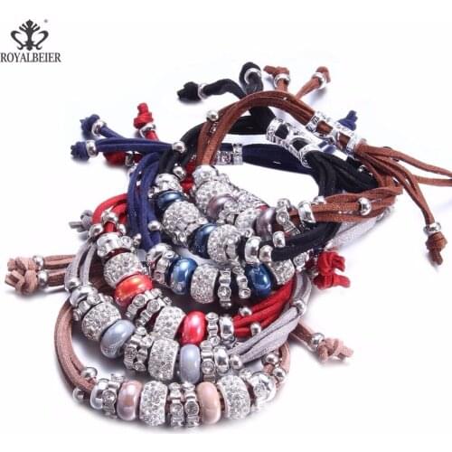 1pcs Charms Bracelet Fashion Bead Leather Bracelet Adjust Wrist Jewelry For Women Vintage Bracelet&Bangle Party Jewelry Christma