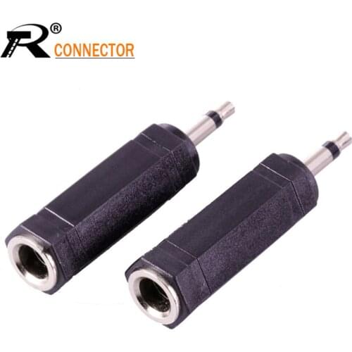 3Pcs R 6 Corners Audio Jack Connector 3.5 MM MONO Plug to Jack 6.35 MONO Female Socket Adapter