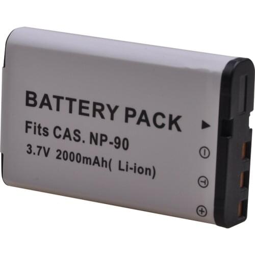 2Pcs NP-90 NP90 Battery for Casio NP 90, Exilim EX-H10, EX-H15, EX-H20G, EX-H20GBK, EX-H20GSR, EX-FH100BK, EX-FH100