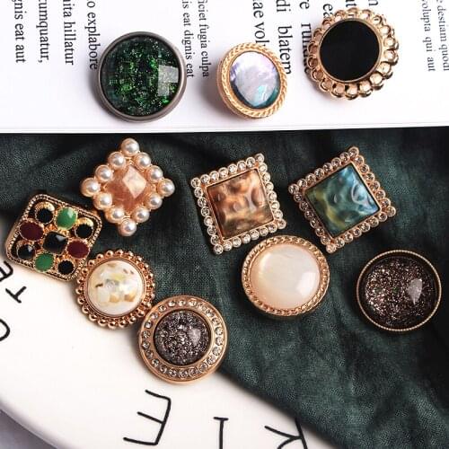 2020 5ps Retro print Womens coats Transparent Alloy With diamond accessories buttons Crafts DIY sewing button