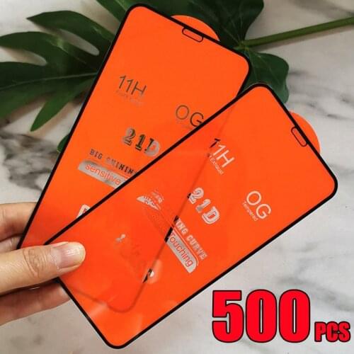 500pcs 21D Full Glue Tempered Glass Screen Protector Film For TECNO Camon 17 16 Premier Spark 7 Pro 6 GO Pova POP 5 4 3 Smart HD