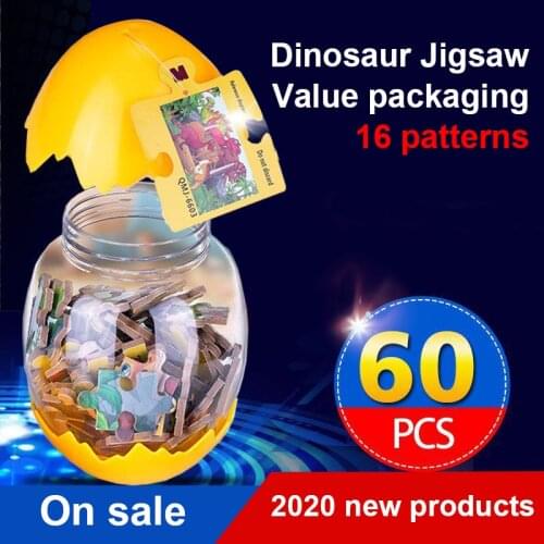 60 Pieces 3D Dinosaur Puzzle Puzzle With Dinosaur Egg Toys Wooden Paper Puzzles Educational Toys Bedroom Decoration Stickers