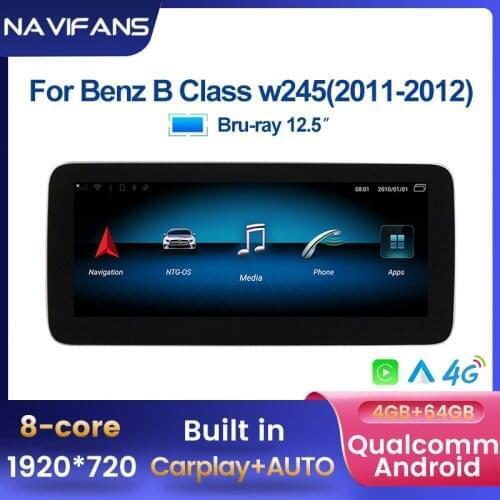 4G+64G 8Core 12.5''Blu-ray Anti-glare screen Android 10 For Mercedes Benz B Class W245 W246 2012-2019 Car GPS Multimedia