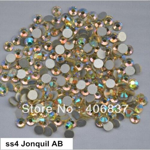 Free Shipping! 1440pcs/Lot, ss4 (1.5-1.7mm) Jonquil AB Flat Back Nail Art Glue On Non Hotfix Rhinestones