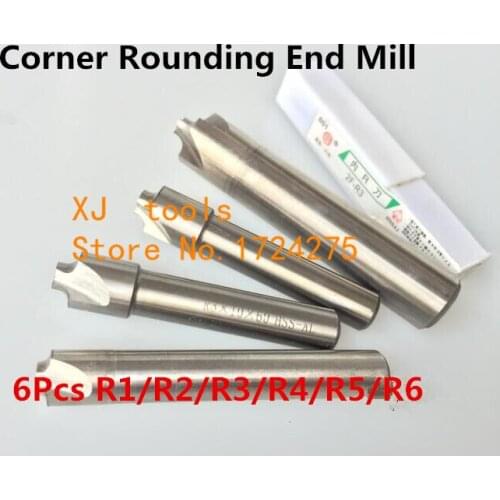 Free Shipping - 6pcs New 2F Corner Rounding End Mill R1/R2/R3/R4/R5/R6.0mm Endmill Tool Milling Cutter