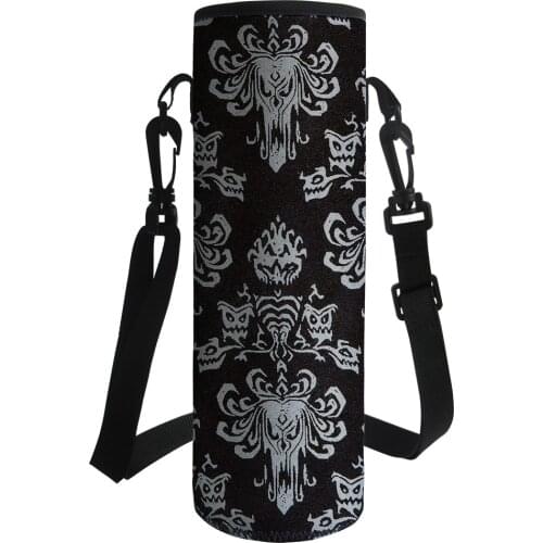 Black Haunted Mansion Printed Sport Water Bottle Cover Insulated Anti-scratch Carry Cup Cover 500-1000ML Thermal Bottles Cover