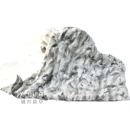 CX-D-12/Z 200x200cm Custom Made Natural Colour Patchwork Rabbit Fur Carpet