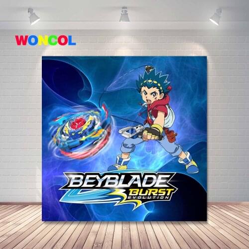 Woncol Beyblade Burst Photography Backdrop Boys Birthday Baby Shower Cartoon Photo Background Blue Vinyl Photo Booth Props
