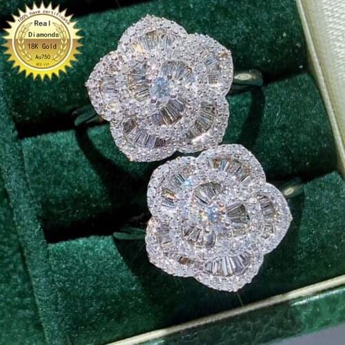 18k white gold Natural Real 0.5ct diamond ring Jewellery Engagement ring &Wedding ring H-M27