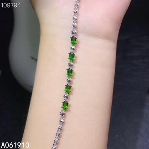 KJJEAXCMY fine jewelry 925 sterling silver inlaid Natural Diopside gemstone ladies bracelet classic support detection exquisite