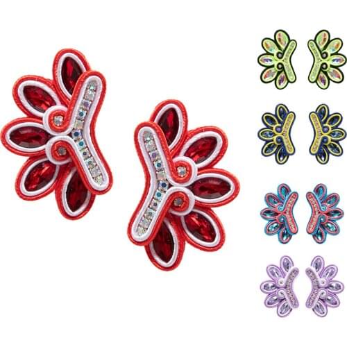 KpacoTa Coloured petal large Stud earring Soutache handmade Fashion jewelry Aesthetic flash Womens earrings blue 2020 trend new