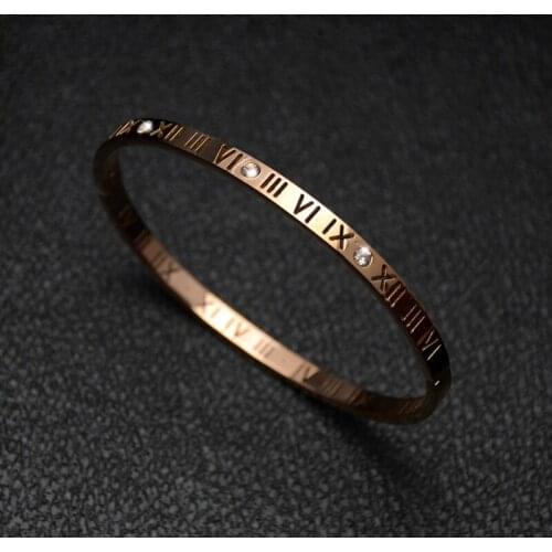 Hot Selling Top Quality Mix Colors 316L Stainless Steel Letter& Roman Number Thin Bangle Women Jewelry Gift