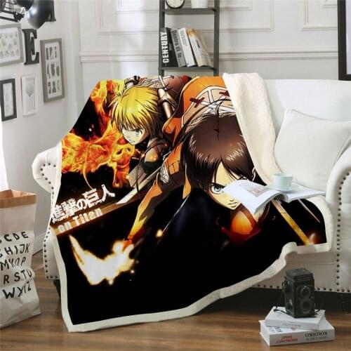 Cartoon Attack on Titan 3d Printed Fleece Blanket for Beds Thick Quilt Fashion Bedspread Sherpa Throw Blanket Adults Kids 03
