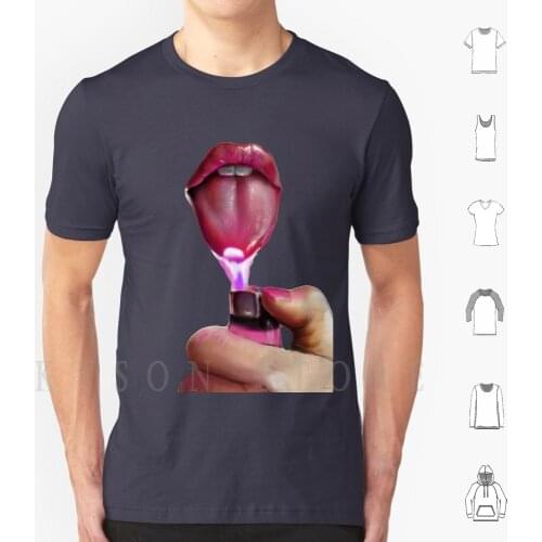Lips Only I Am A God Crazy Pink T Shirt Print For Men Cotton New Cool Tee Jennifer Jennifers Fire Pink Neon Colors Tongue Mouth