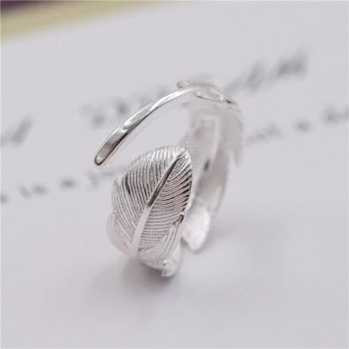 New Trendy Personality Punk Feather Rings For Women Lady Resizable Size Rings Party Jewelry Charm Gifts 2021