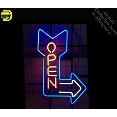 Open Arrow NEON LIGHT SIGN Neon Sign REAL GLASS Tube BEER BAR PUB Light Sign Store Display Handcraft Design Iconic Sign