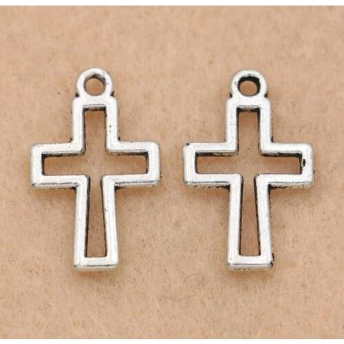 20pcs Tibetan Silver Plated Cross Charms Pendants Jewelry Making Diy Findings Handmade 17x13mm