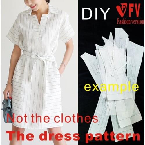 Casual Falling Shoulder Dress Pattern Loose Garment Sewing Design Drawing BLQ-392