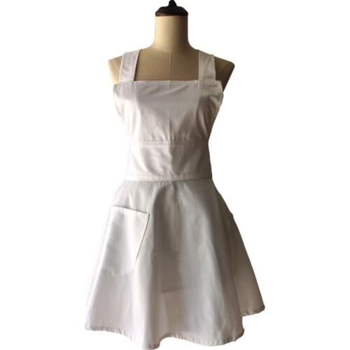 Plain White Cotton Kitchen Apron for Woman Cooking Waitress Salon Hairdresser Avental de Cozinha Divertido Pinafore Apron