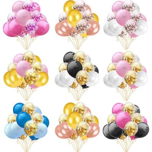 15pcs/set 12 Inch 3 Colors Transparent Latex Confetti Balloon Wedding Kids Birthday Party Decoration Festival DIY Garden Ballons