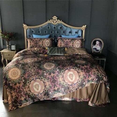 Luxury 80S Silk Cotton Brocade Bohemia Bedding set Ddigital Printing Duvet Cover Bed Sheet Pillowcases Queen King size 4pcs