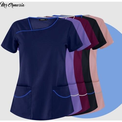 Beauty Salon Dentistry Pet Doctor Breathable Shirt Women Unisex Medical Surgical Nurse Tops Pharmacy Hospital Nurse Scrubs Tops