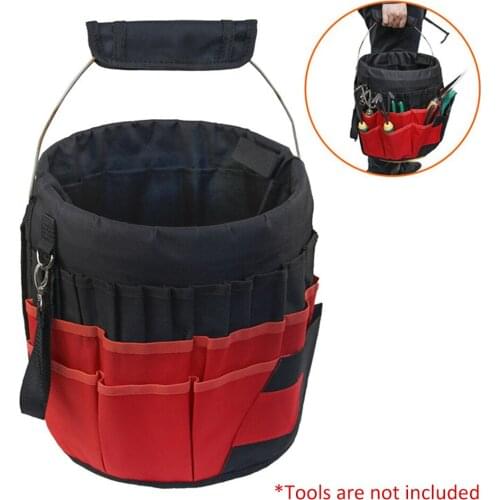 Garden Tool Bag Durable Waterproof 600D Oxford Fabric Multi-Pocket Storage Bucket Construction Toolkit For Gardening Projects