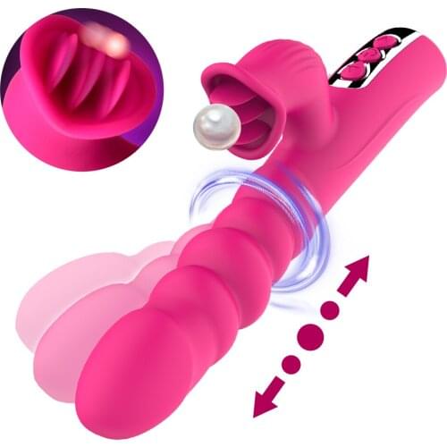 Telescopic Swinging Dildo Vibrator Clitoral Tongue Licking Massager G-spot Vagina Stimulator Sex Machine Adult Toys for Couple