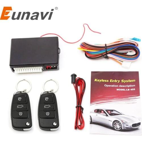 Eunavi Universal Car Auto Keyless Entry System Button Start Stop LED Keychain Central Kit Door Lock with Remote Control