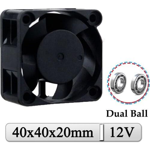 1Pcs Gdstime DC 12V 40x40x20mm 40mm Dual Ball Axial Brushless 3D Printer Cooling Fan 40mmx20mm 4cm Humidifier Cooler