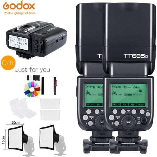 Godox 2x TT685O+X1T-O 2.4G HSS 1/8000s TTL II GN60 Camera Flash Speedlite for Lumix/Olympus + Gift Kit