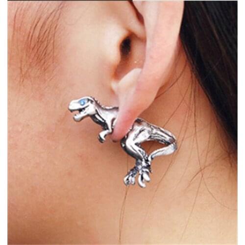 New Cute Frog Dinosaur Earrings For Women Girls Animal Gothic Punk Earrings Perforation Pierced Female Korean Jewelry