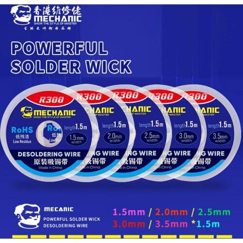 10Pcs/Lot MECHANIC NEW Solder Wick Remover Desoldering Wire 1.5/2.0/2.5/3.0/3.5mm Desoldering Braid BGA Soldering Repair Tools