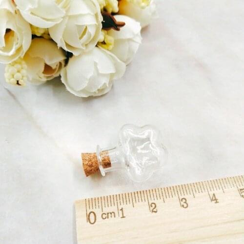 1000pcs/lot Cute Hot Fashion Flower Shape Mini Clear Stopper Small Glass Bottles Vials With Corks Jars Wishing Bottle Pendant