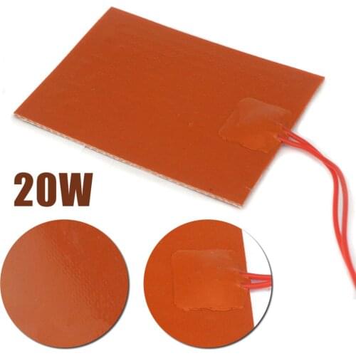 12V DC 20W 80x100mm Flexible Waterproof Silicon Heater Pad For 3D Printer Red