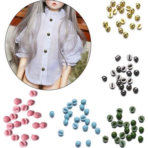 20PCS 4mm Mini Doll Mushroom Buttons Ultra-small Metal Pattern Decoration Buckle DIY 1/6 Doll Coat Clothing Shoes Accessories